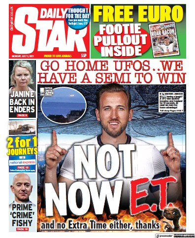 Daily Star Newspaper Front Page (UK) for 5 July 2021