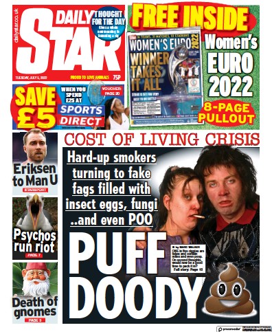 Daily Star Newspaper Front Page (UK) for 5 July 2022