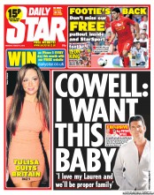 Daily Star (UK) Newspaper Front Page for 5 August 2013