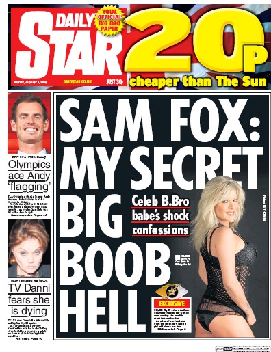 Daily Star Newspaper Front Page (UK) for 5 August 2016