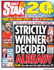 Daily Star (UK) Newspaper Front Page for 5 September 2016
