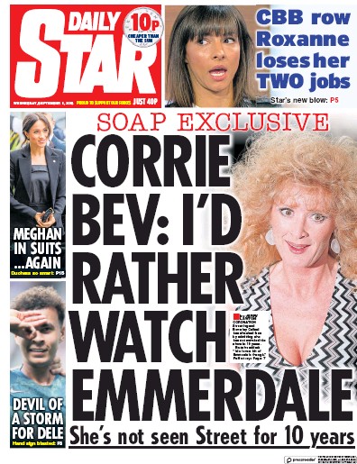 Daily Star Newspaper Front Page (UK) for 5 September 2018