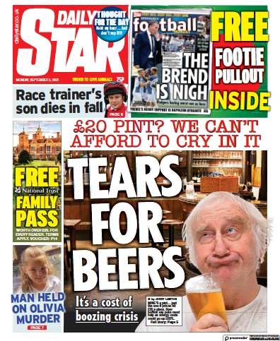 Daily Star Newspaper Front Page (UK) for 5 September 2022