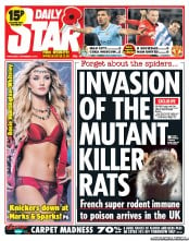 Daily Star (UK) Newspaper Front Page for 6 November 2013