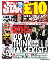 Daily Star (UK) Newspaper Front Page for 6 November 2021