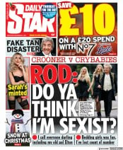 Daily Star (UK) Newspaper Front Page for 6 November 2021