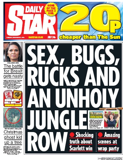 Daily Star Newspaper Front Page (UK) for 6 December 2016