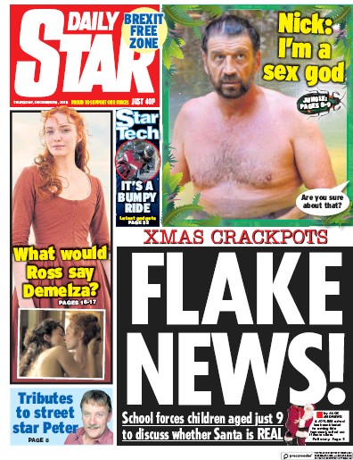 Daily Star Newspaper Front Page (UK) for 6 December 2018