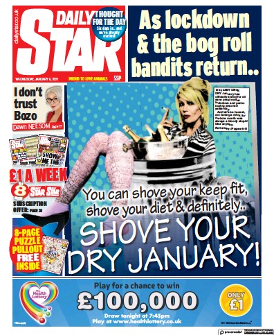 Daily Star Newspaper Front Page (UK) for 6 January 2021