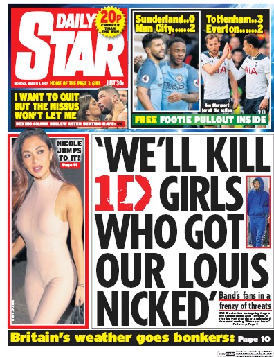 Daily Star Newspaper Front Page (UK) for 6 March 2017