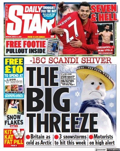 Daily Star Newspaper Front Page (UK) for 6 March 2023