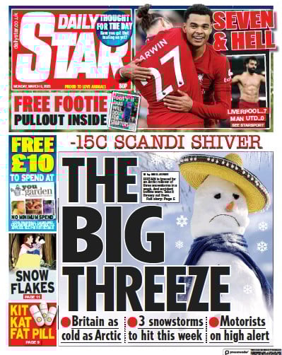 Daily Star Newspaper Front Page (UK) for 6 March 2023