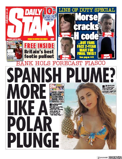Daily Star Newspaper Front Page (UK) for 6 May 2019