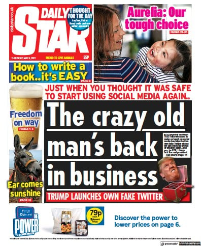 Daily Star Newspaper Front Page (UK) for 6 May 2021