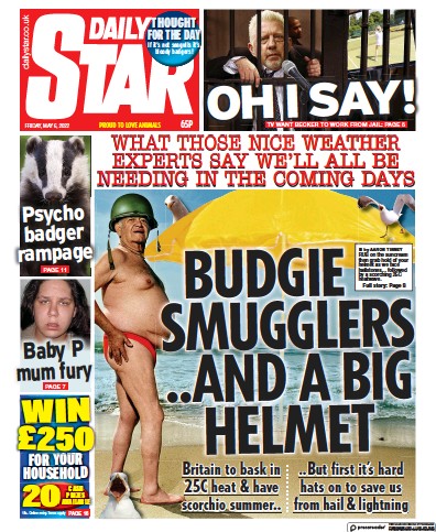 Daily Star Newspaper Front Page (UK) for 6 May 2022