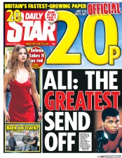 Daily Star (UK) Newspaper Front Page for 6 June 2016