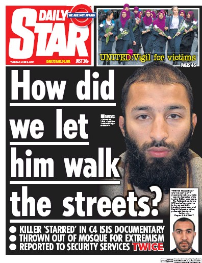 Daily Star Newspaper Front Page (UK) for 6 June 2017