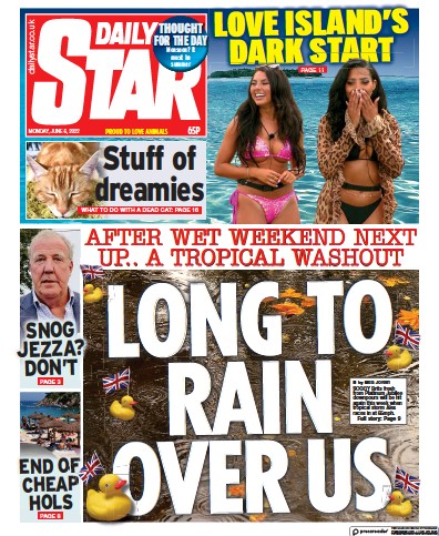 Daily Star Newspaper Front Page (UK) for 6 June 2022