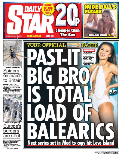 Daily Star Newspaper Front Page (UK) for 6 July 2017