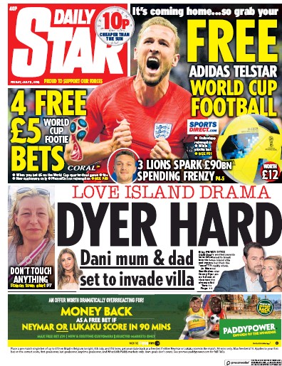Daily Star Newspaper Front Page (UK) for 6 July 2018