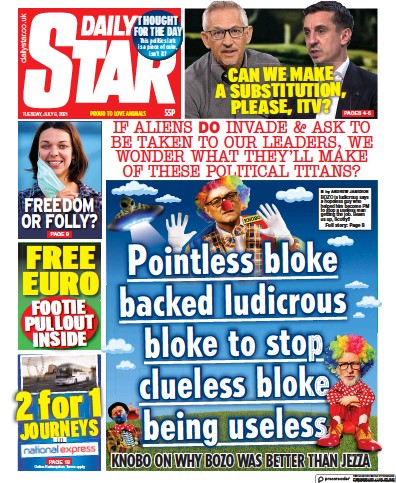 Daily Star Newspaper Front Page (UK) for 6 July 2021