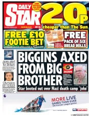 Daily Star (UK) Newspaper Front Page for 6 August 2016
