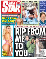 Daily Star (UK) Newspaper Front Page for 6 August 2018
