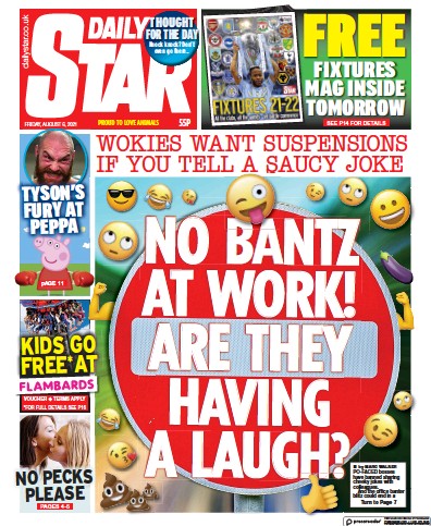 Daily Star Newspaper Front Page (UK) for 6 August 2021