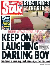 Daily Star (UK) Newspaper Front Page for 6 September 2018