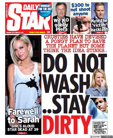 Daily Star Newspaper Front Page (UK) for 6 September 2021