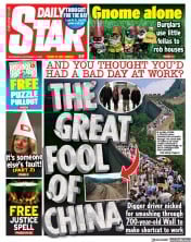 Daily Star (UK) Newspaper Front Page for 6 September 2023