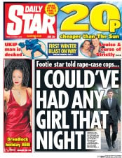 Daily Star (UK) Newspaper Front Page for 7 October 2016