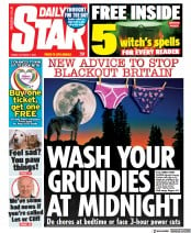 Daily Star (UK) Newspaper Front Page for 7 October 2022