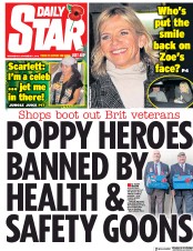 Daily Star (UK) Newspaper Front Page for 7 November 2018