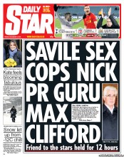 Daily Star (UK) Newspaper Front Page for 7 December 2012