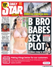 Daily Star (UK) Newspaper Front Page for 7 January 2014
