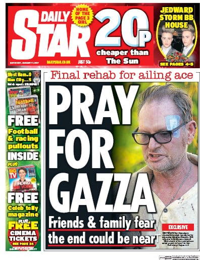 Daily Star Newspaper Front Page (UK) for 7 January 2017