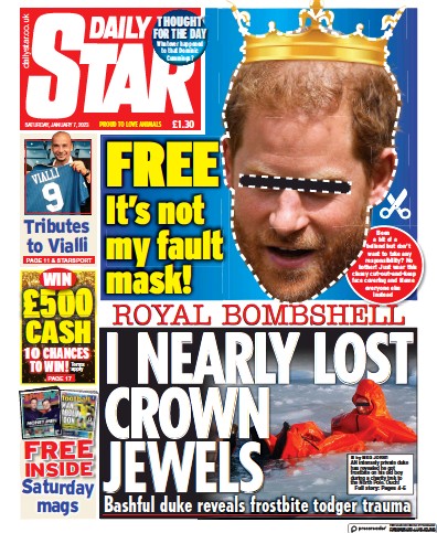 Daily Star Newspaper Front Page (UK) for 7 January 2023