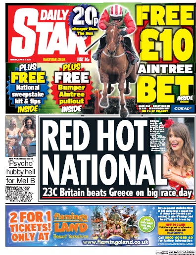 Daily Star Newspaper Front Page (UK) for 7 April 2017