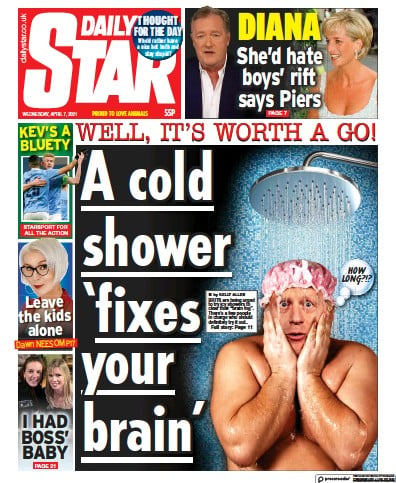 Daily Star Newspaper Front Page (UK) for 7 April 2021
