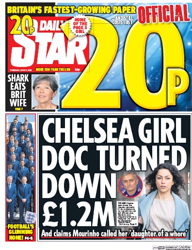 Daily Star Newspaper Front Page (UK) for 7 June 2016