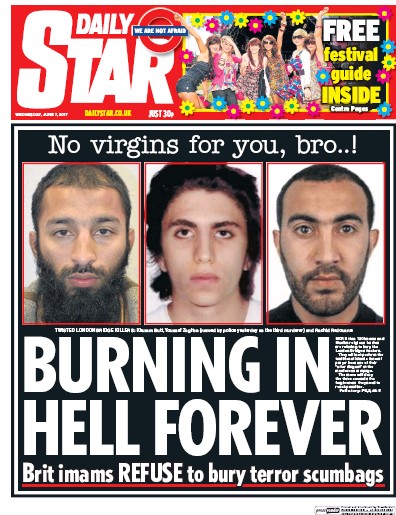 Daily Star Newspaper Front Page (UK) for 7 June 2017