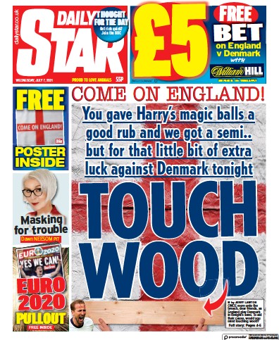 Daily Star Newspaper Front Page (UK) for 7 July 2021