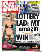 Daily Star (UK) Newspaper Front Page for 7 August 2019