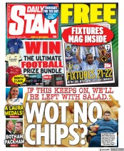 Daily Star (UK) Newspaper Front Page for 7 August 2021
