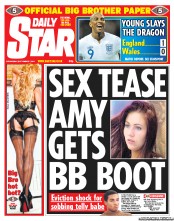 Daily Star (UK) Newspaper Front Page for 7 September 2011