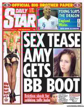 Daily Star (UK) Newspaper Front Page for 7 September 2011