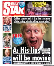 Daily Star (UK) Newspaper Front Page for 7 September 2021
