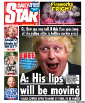 Daily Star (UK) Newspaper Front Page for 7 September 2021