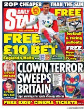 Daily Star (UK) Newspaper Front Page for 8 October 2016